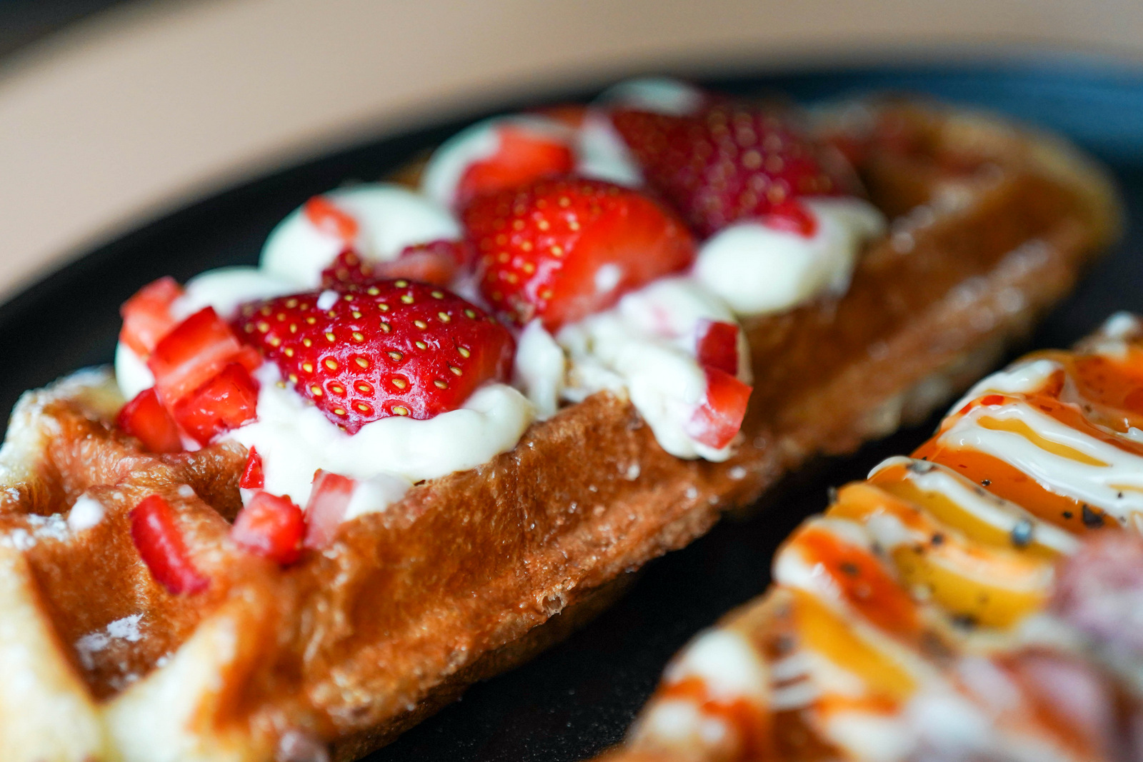 Strawberry croffle close-up